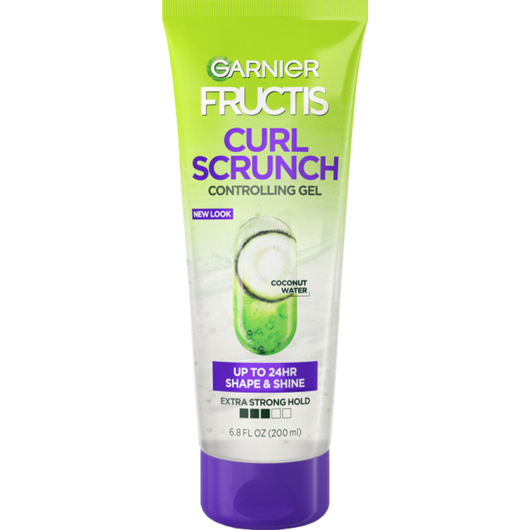 Garnier Fructis Curl Scrunch Controlling Gel with Coconut Water, front view.